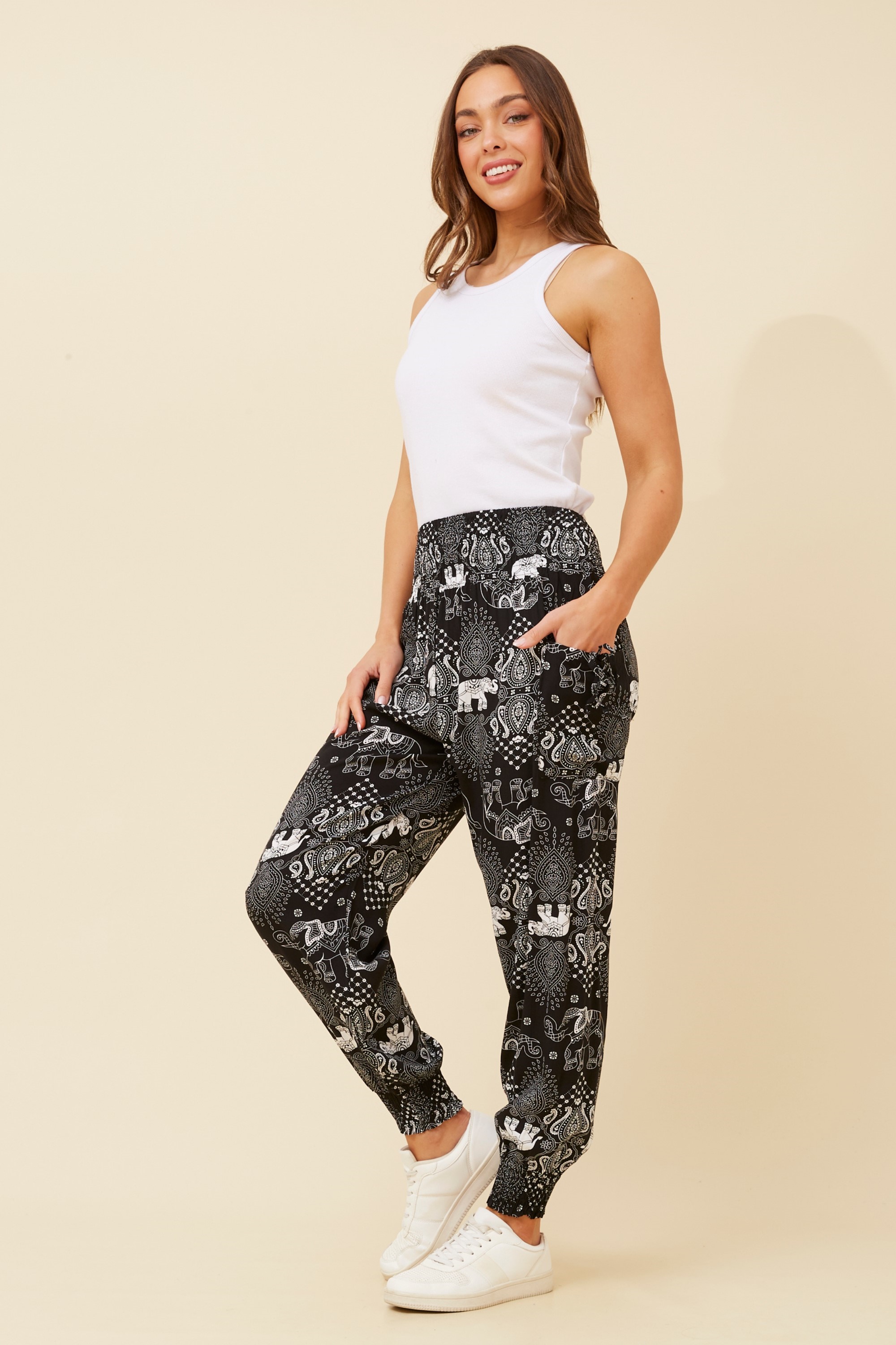 ELEPHANT PRINT HAREM PANTS