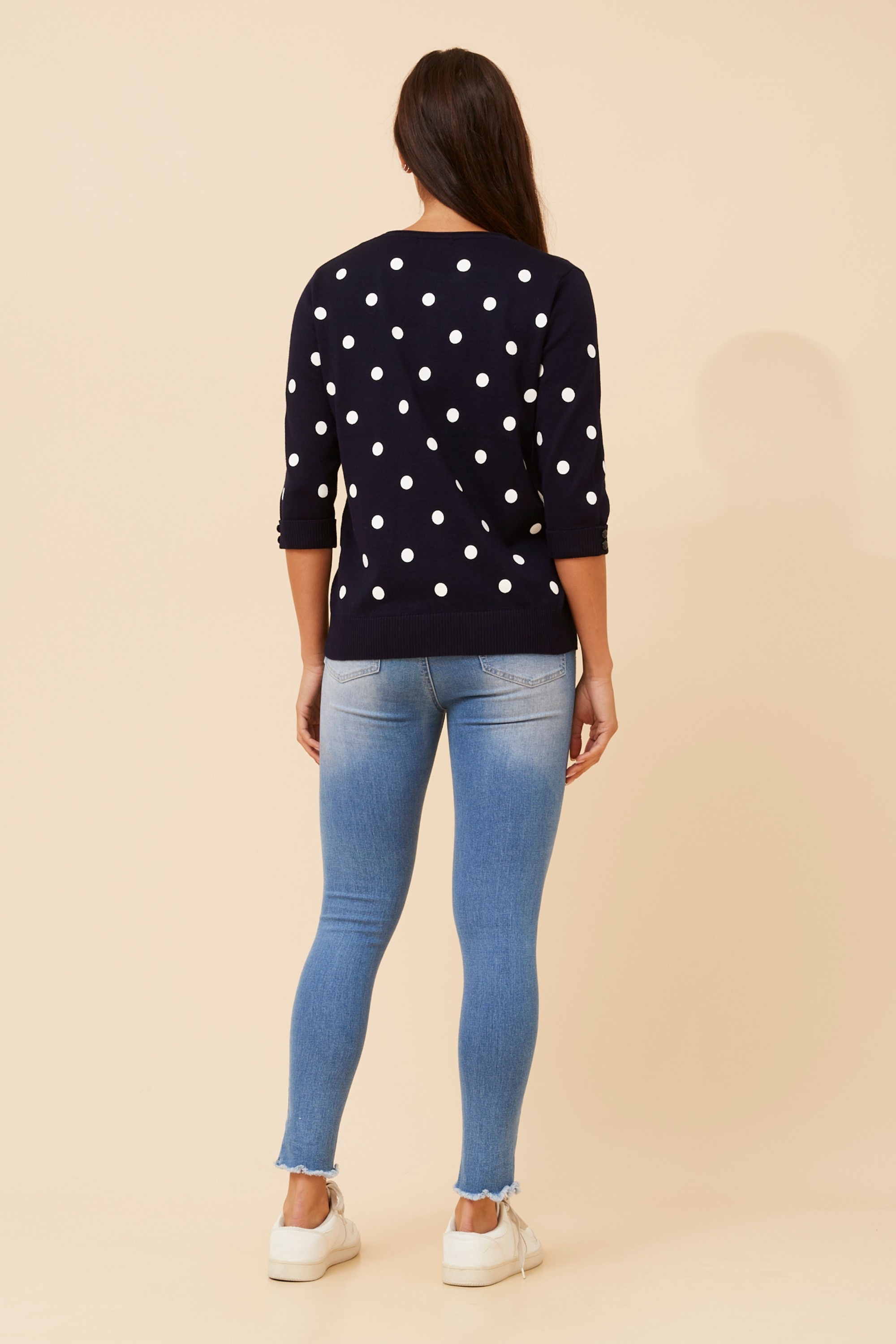ELFINA POLKA DOT KNIT PULLOVER