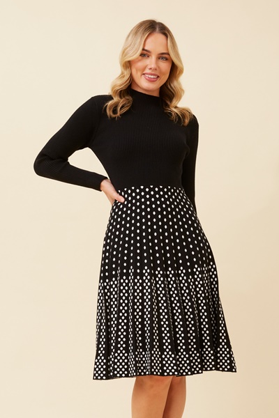 ELINA FIT AND FLARE KNIT DRESS