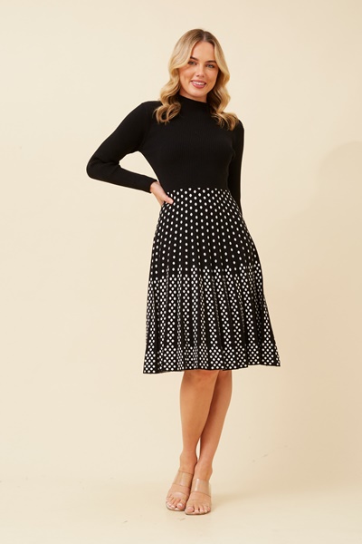 ELINA FIT AND FLARE KNIT DRESS