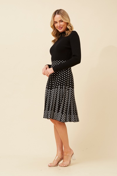 ELINA FIT AND FLARE KNIT DRESS