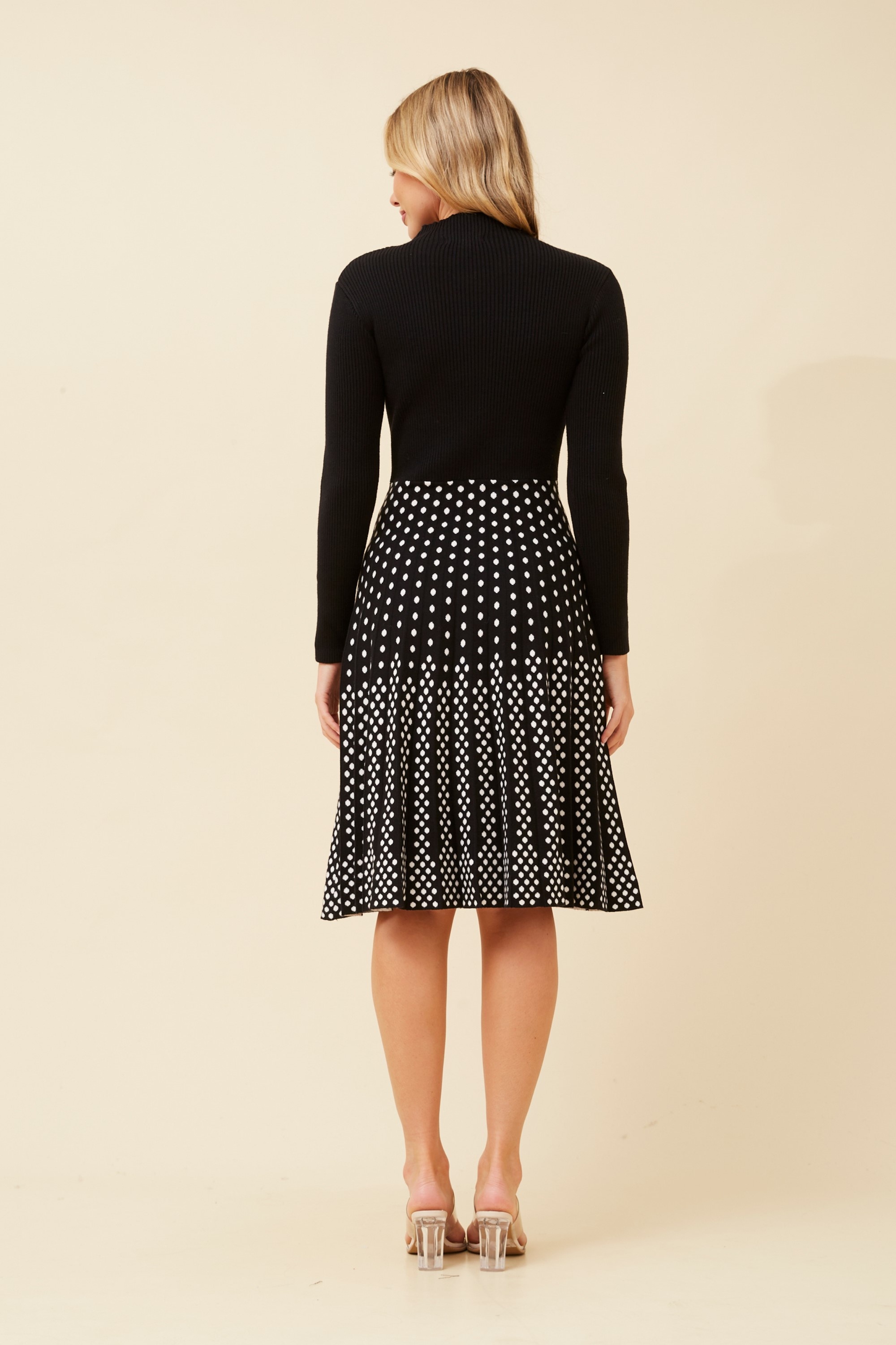 ELINA FIT AND FLARE KNIT DRESS