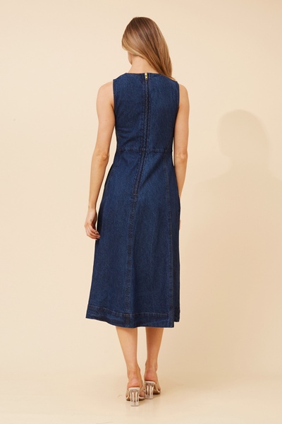 ELISAI DENIM MIDI DRESS