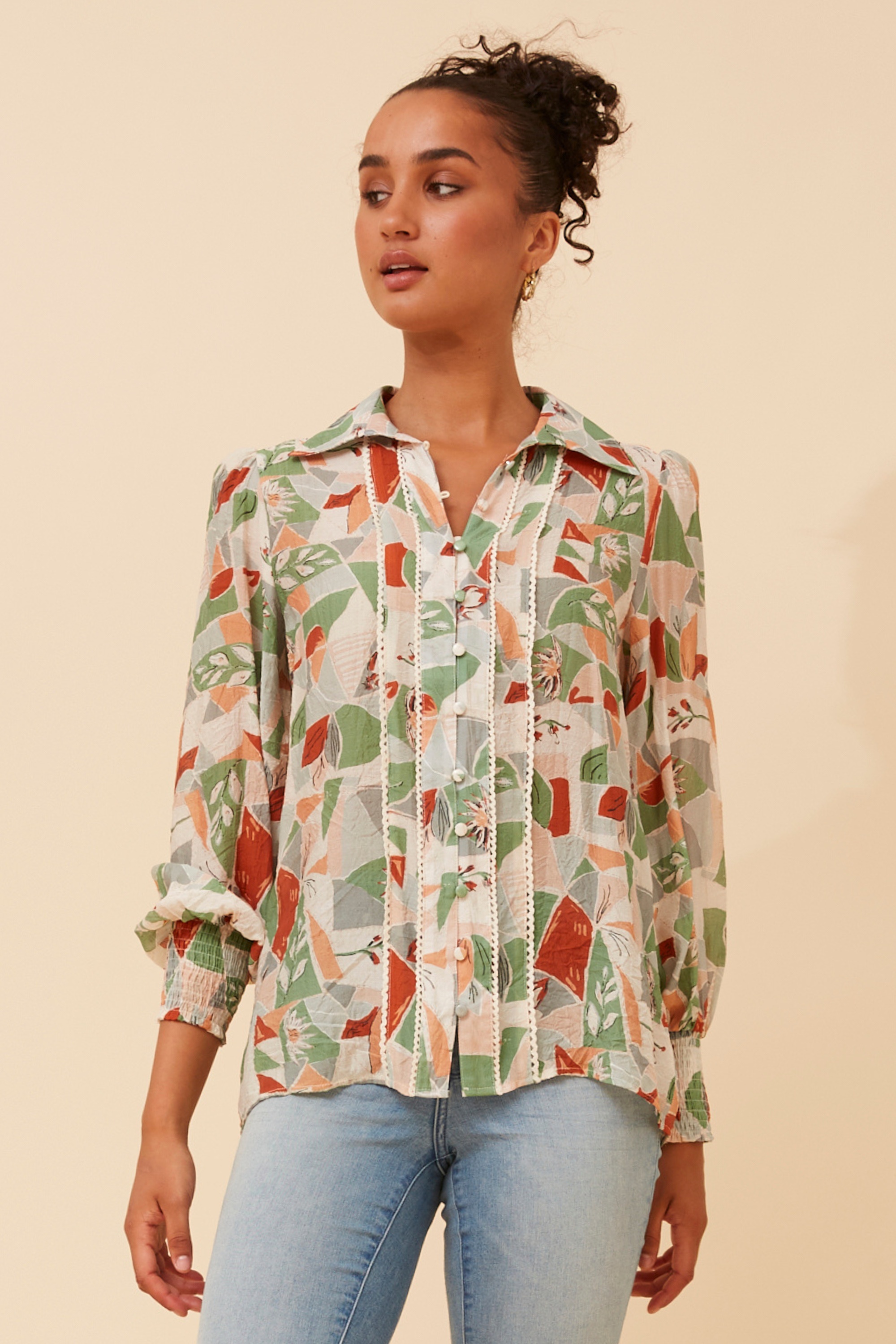 ELKE ABSTRACT PRINT BLOUSE