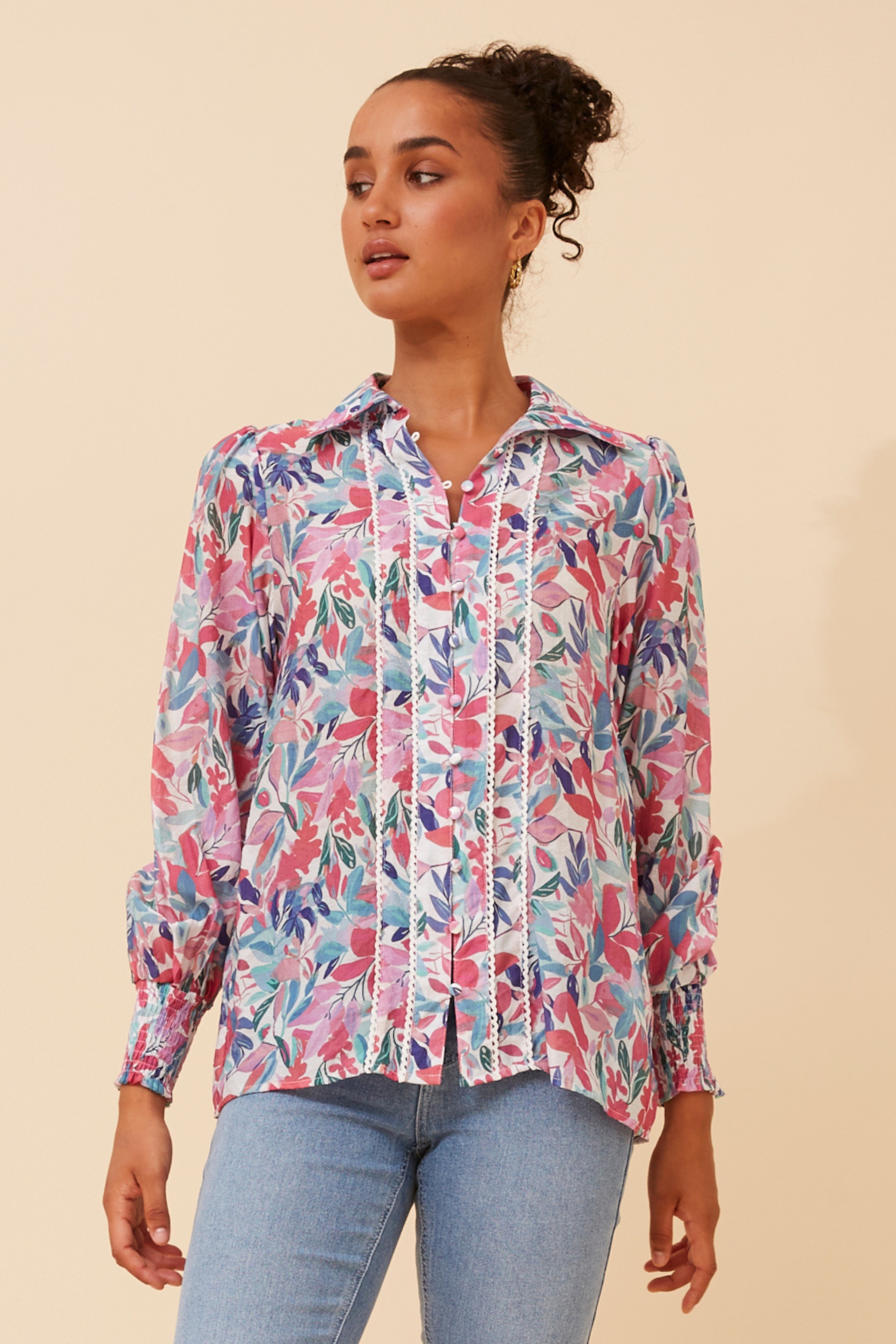 ELKE LEAF PRINT SHIRT