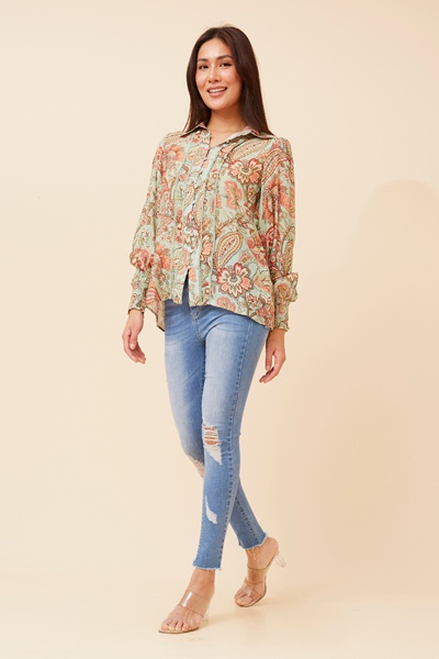 ELKE PAISLEY PRINT BLOUSE