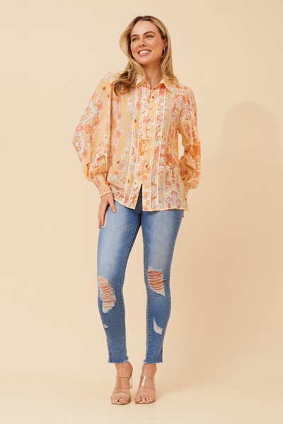 ELKE PATCHWORK PRINT BLOUSE