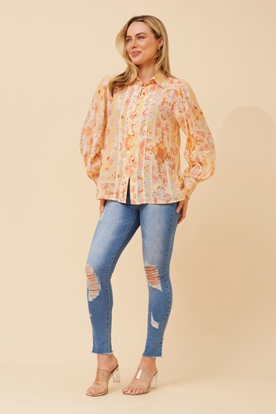 ELKE PATCHWORK PRINT BLOUSE