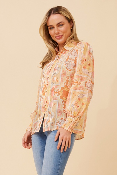 ELKE PATCHWORK PRINT BLOUSE