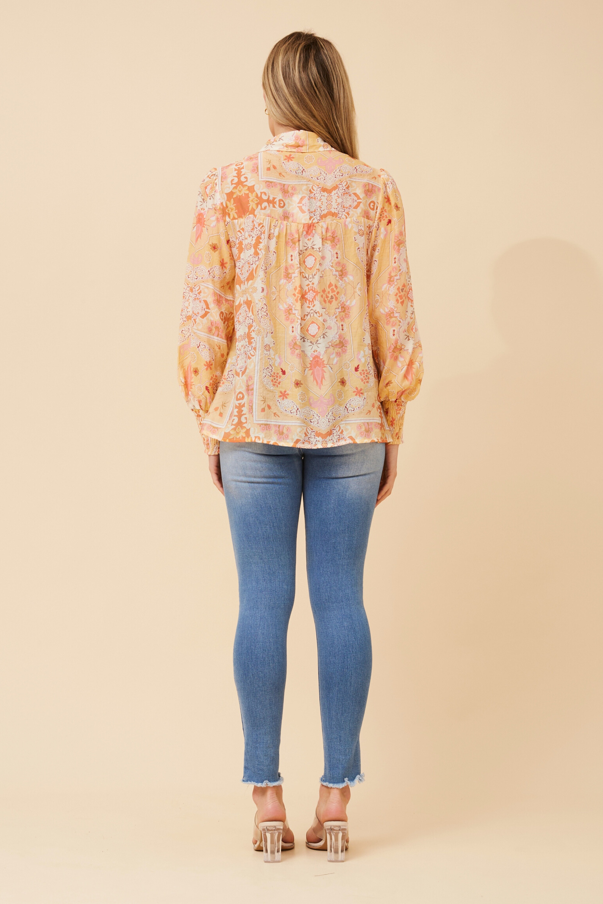 ELKE PATCHWORK PRINT BLOUSE