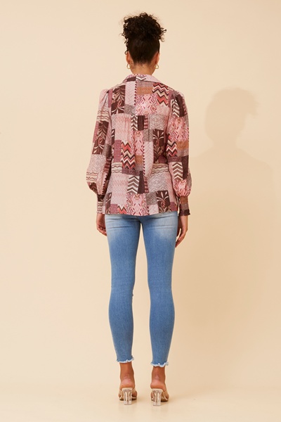 ELKE PATCHWORK PRINT SHIRT