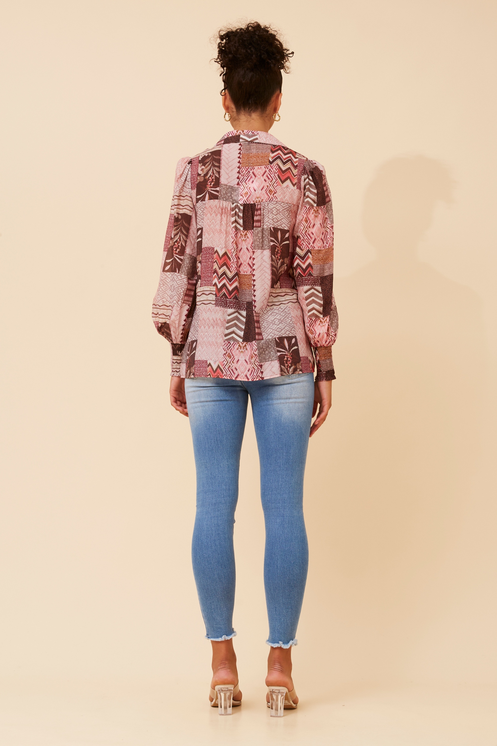 ELKE PATCHWORK PRINT SHIRT