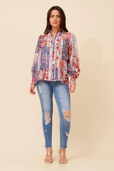 ELKE PATCHWORK PRINT SHIRT