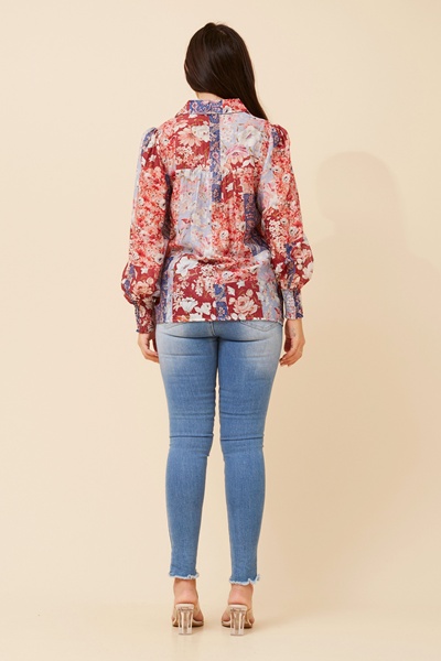 ELKE PATCHWORK PRINT SHIRT