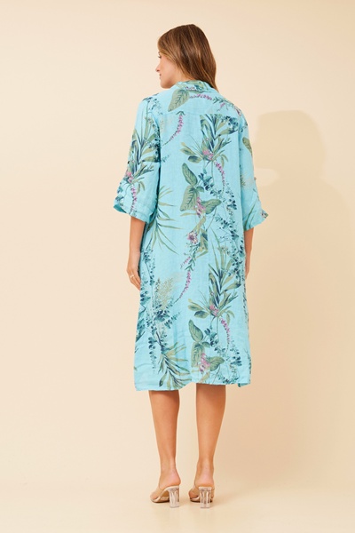 ELOSIA LEAF PRINT  LINEN DRESS