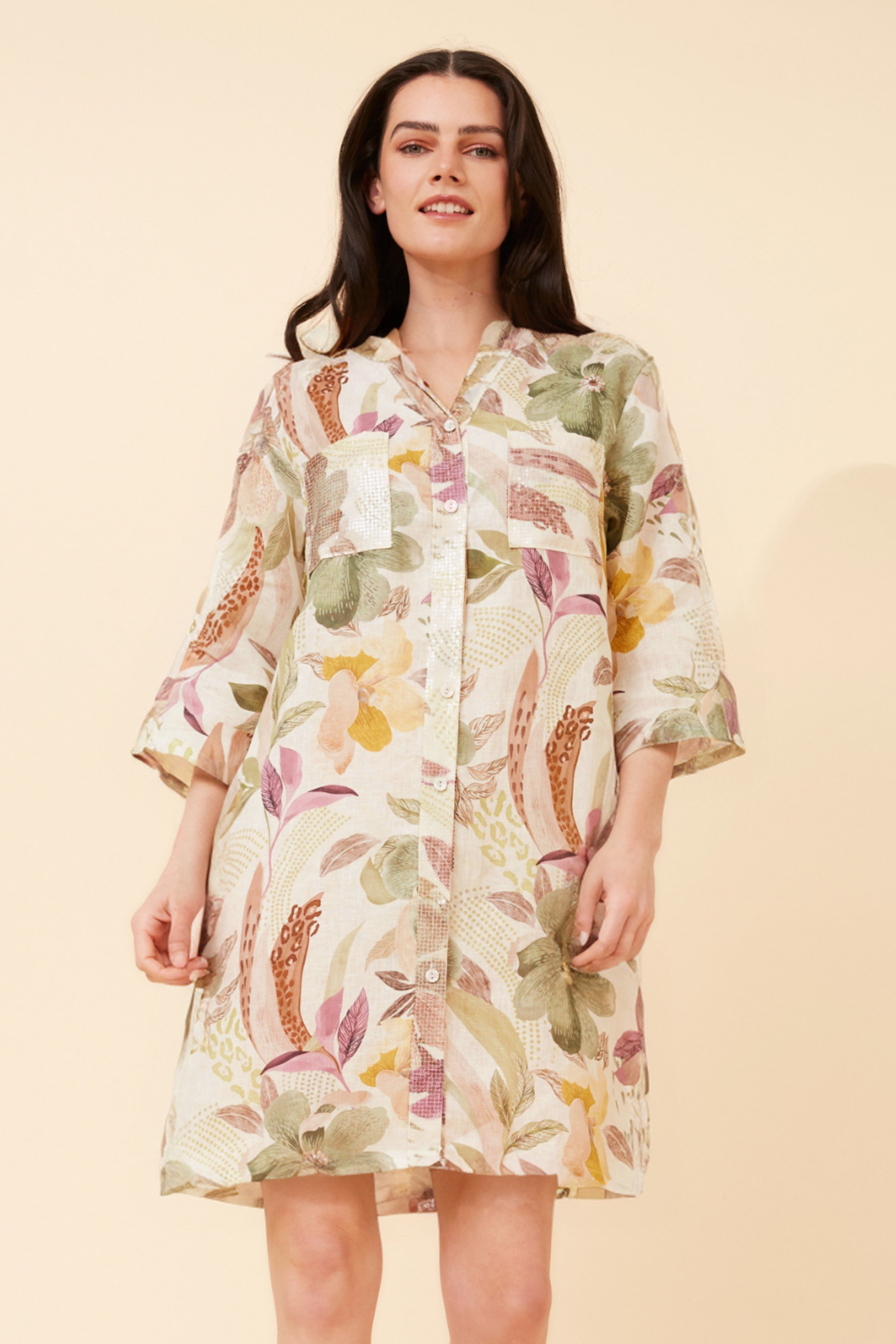 ELYSIA FLORAL LINEN DRESS