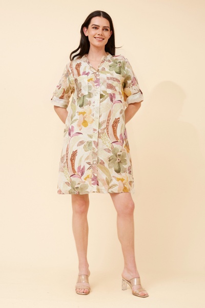 ELYSIA FLORAL LINEN DRESS