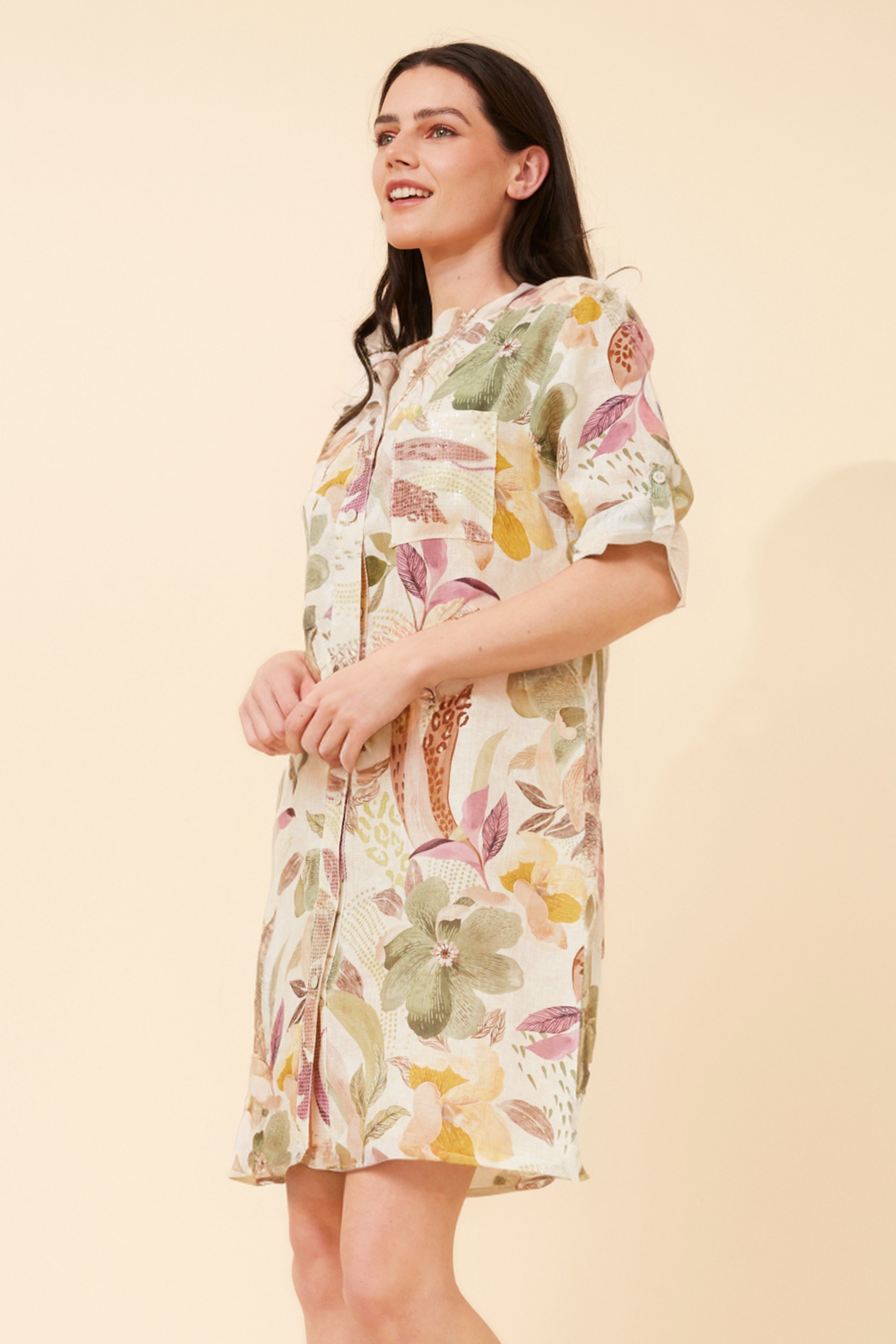 ELYSIA FLORAL LINEN DRESS