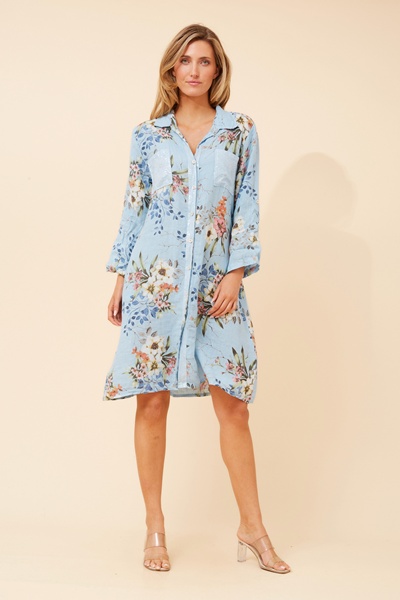 ELYSIA FLORAL LINEN DRESS