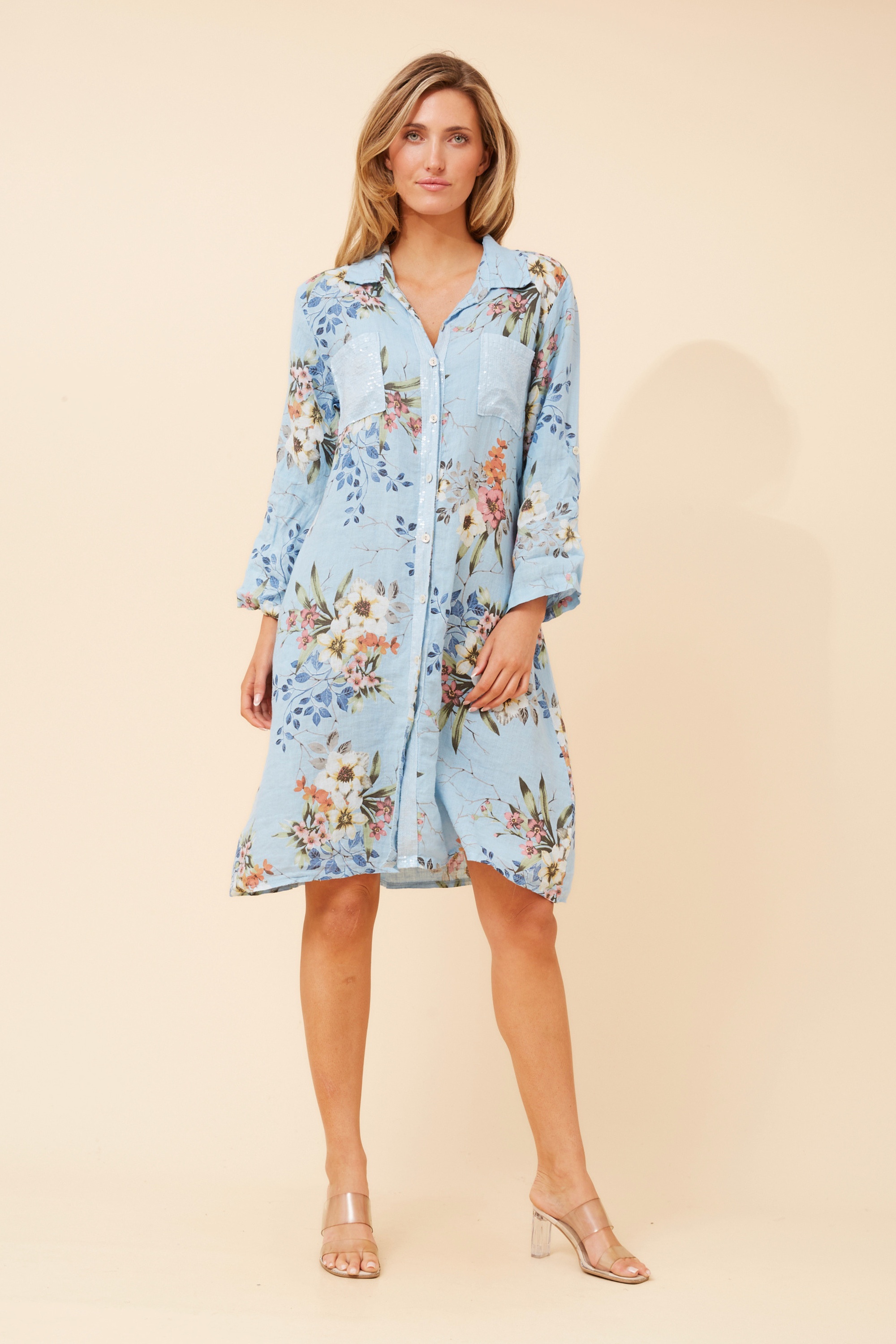 ELYSIA FLORAL LINEN DRESS