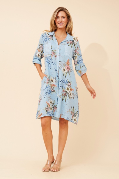 ELYSIA FLORAL LINEN DRESS