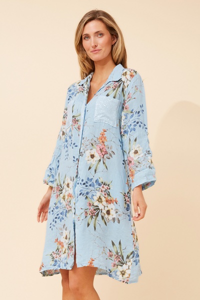 ELYSIA FLORAL LINEN DRESS