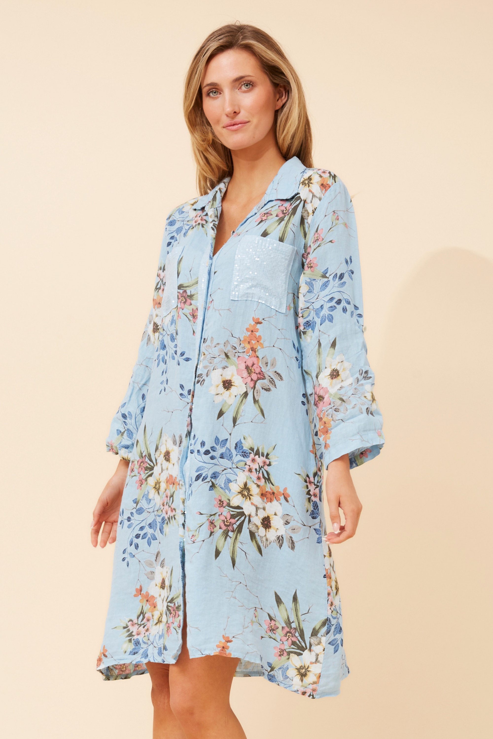 ELYSIA FLORAL LINEN DRESS