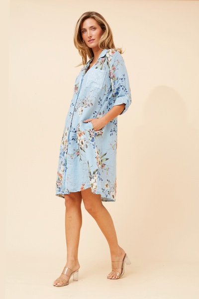 ELYSIA FLORAL LINEN DRESS