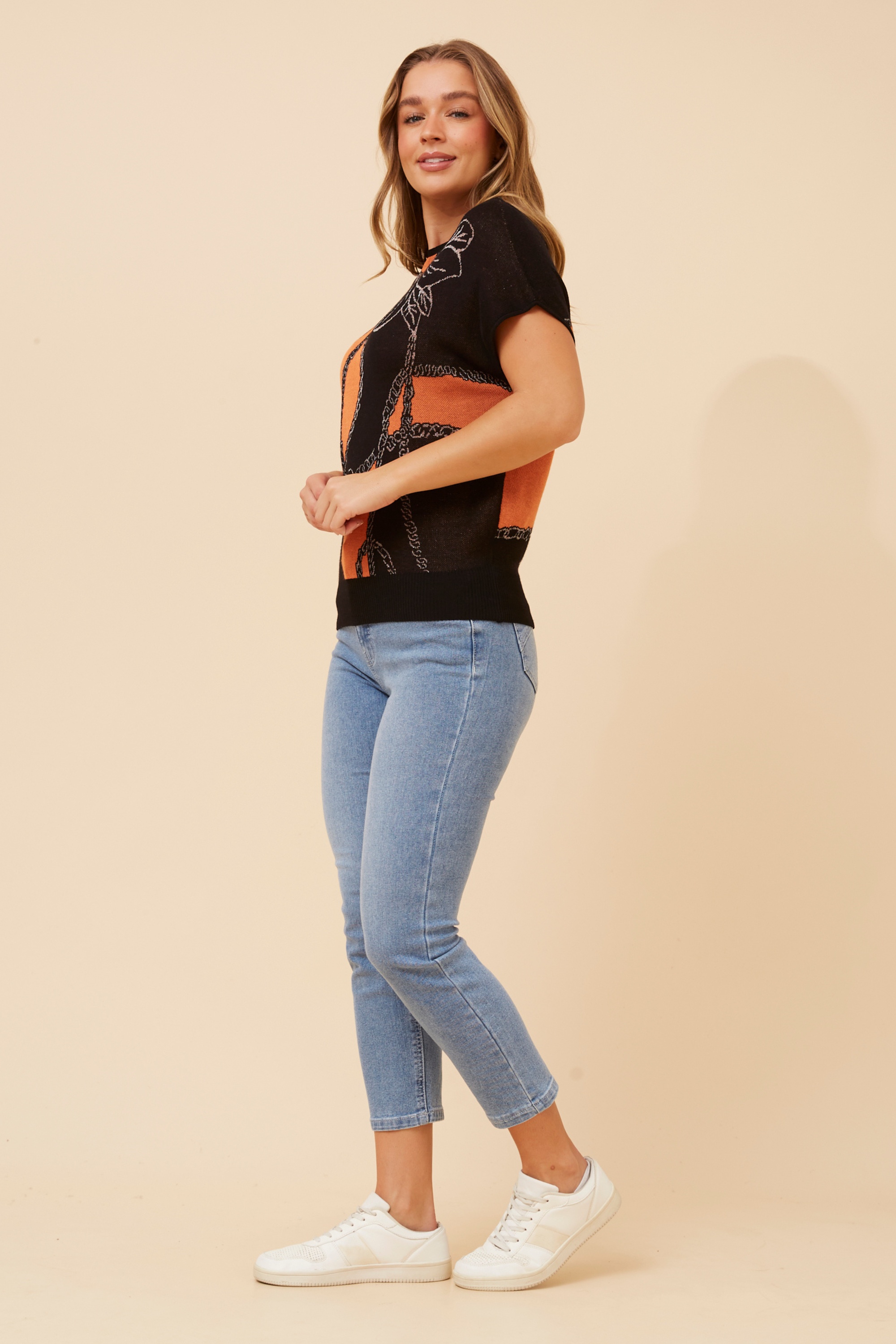 EM ABSTRACT PRINT KNIT PULLOVER