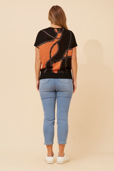 EM ABSTRACT PRINT KNIT PULLOVER