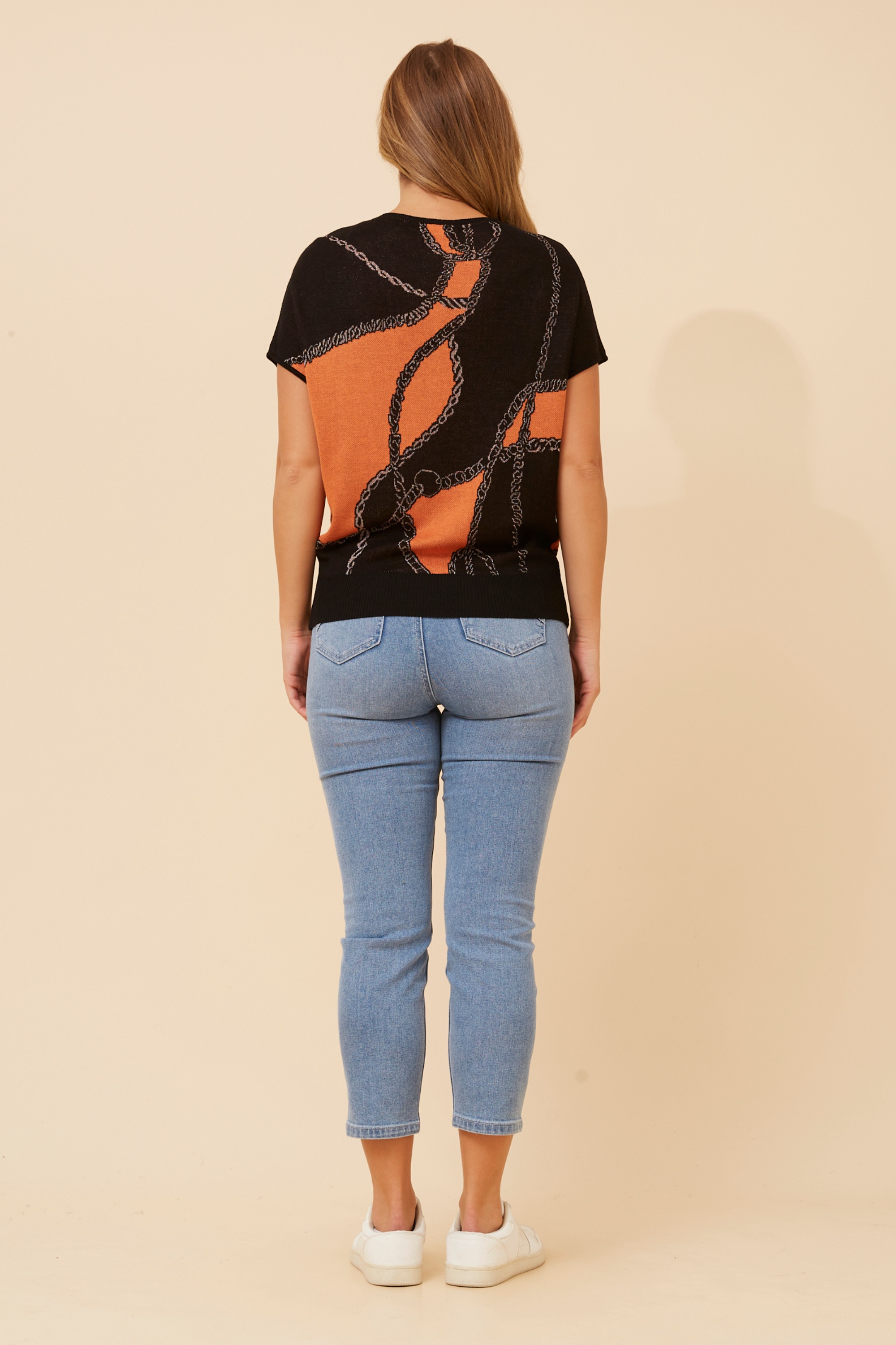EM ABSTRACT PRINT KNIT PULLOVER