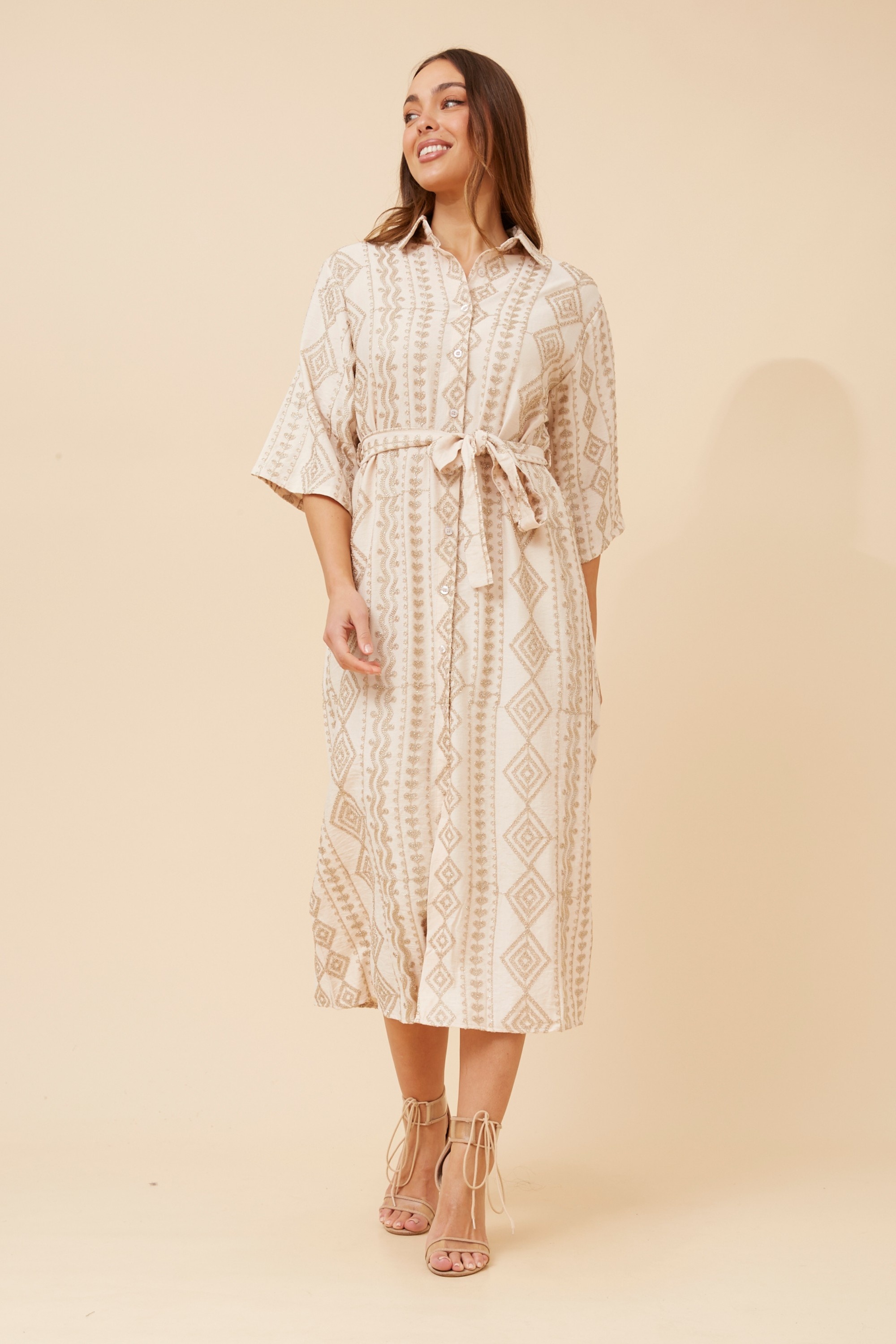 EMBERLYN EMBROIDERED SHIRT DRESS