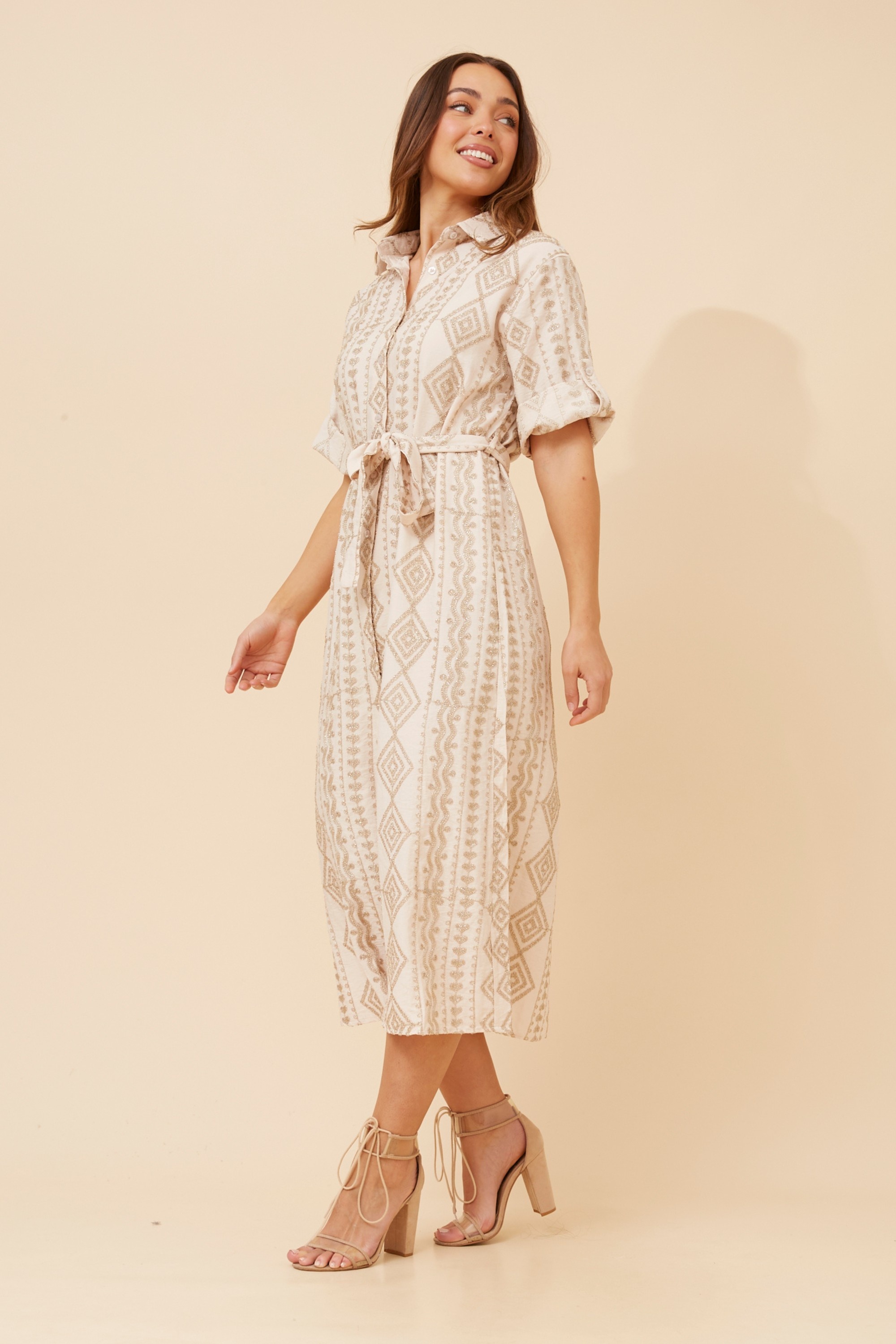 EMBERLYN EMBROIDERED SHIRT DRESS