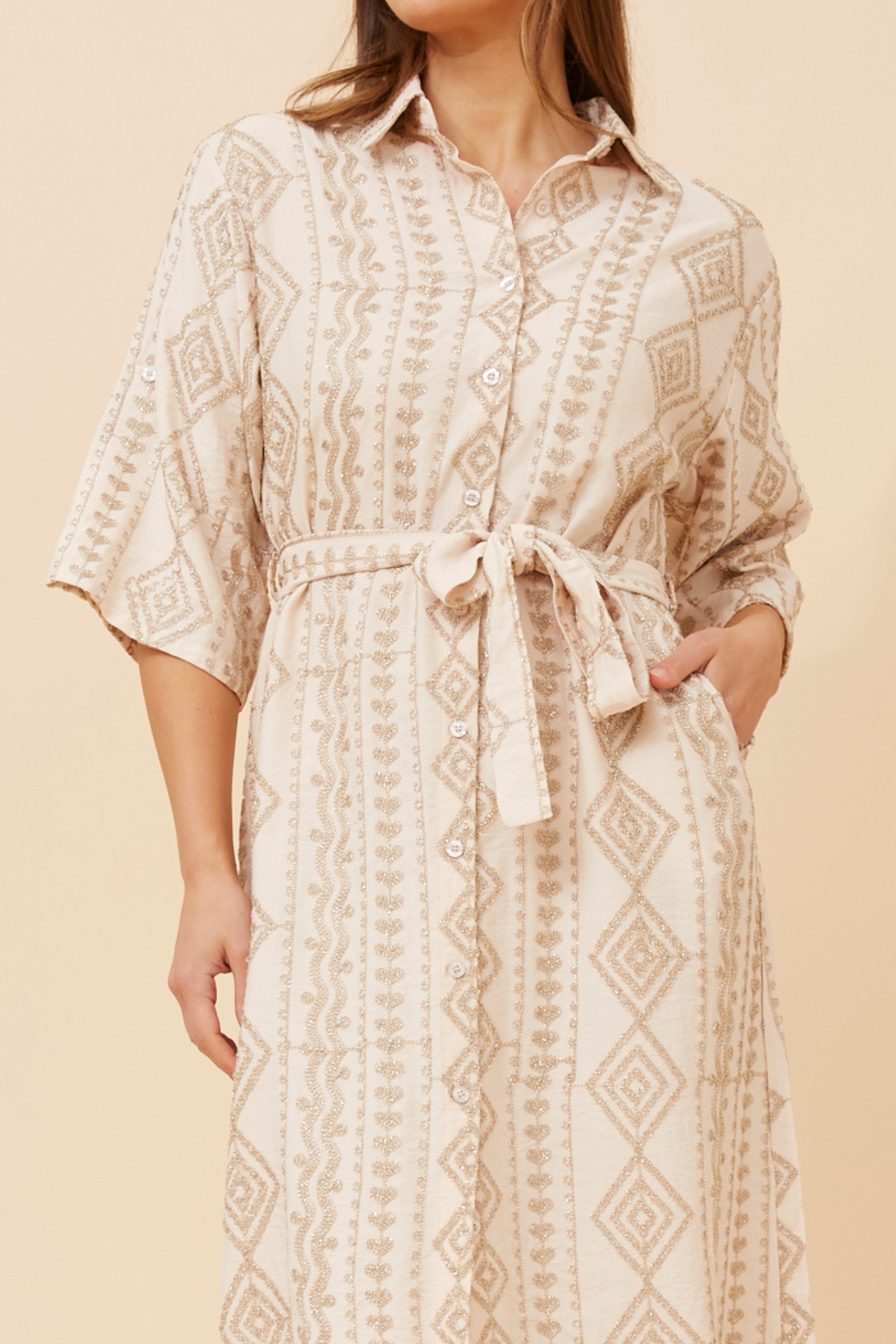 EMBERLYN EMBROIDERED SHIRT DRESS