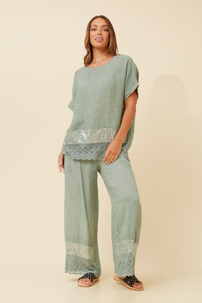 EMILIO SEQUIN LINEN TOP