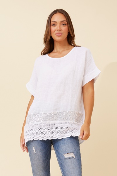 EMILIO SEQUIN LINEN TOP