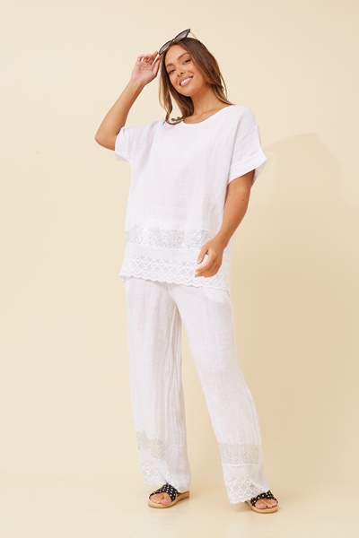 EMILIO SEQUIN LINEN TOP