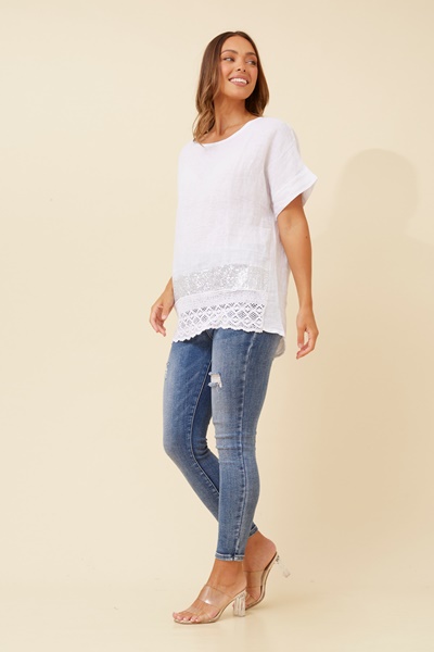 EMILIO SEQUIN LINEN TOP