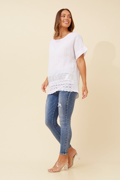 EMILIO SEQUIN LINEN TOP