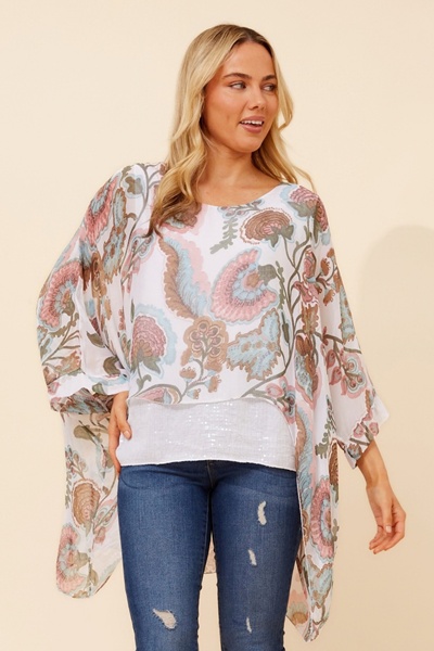 ENNA SILK BLEND DOUBLE LAYERED TOP