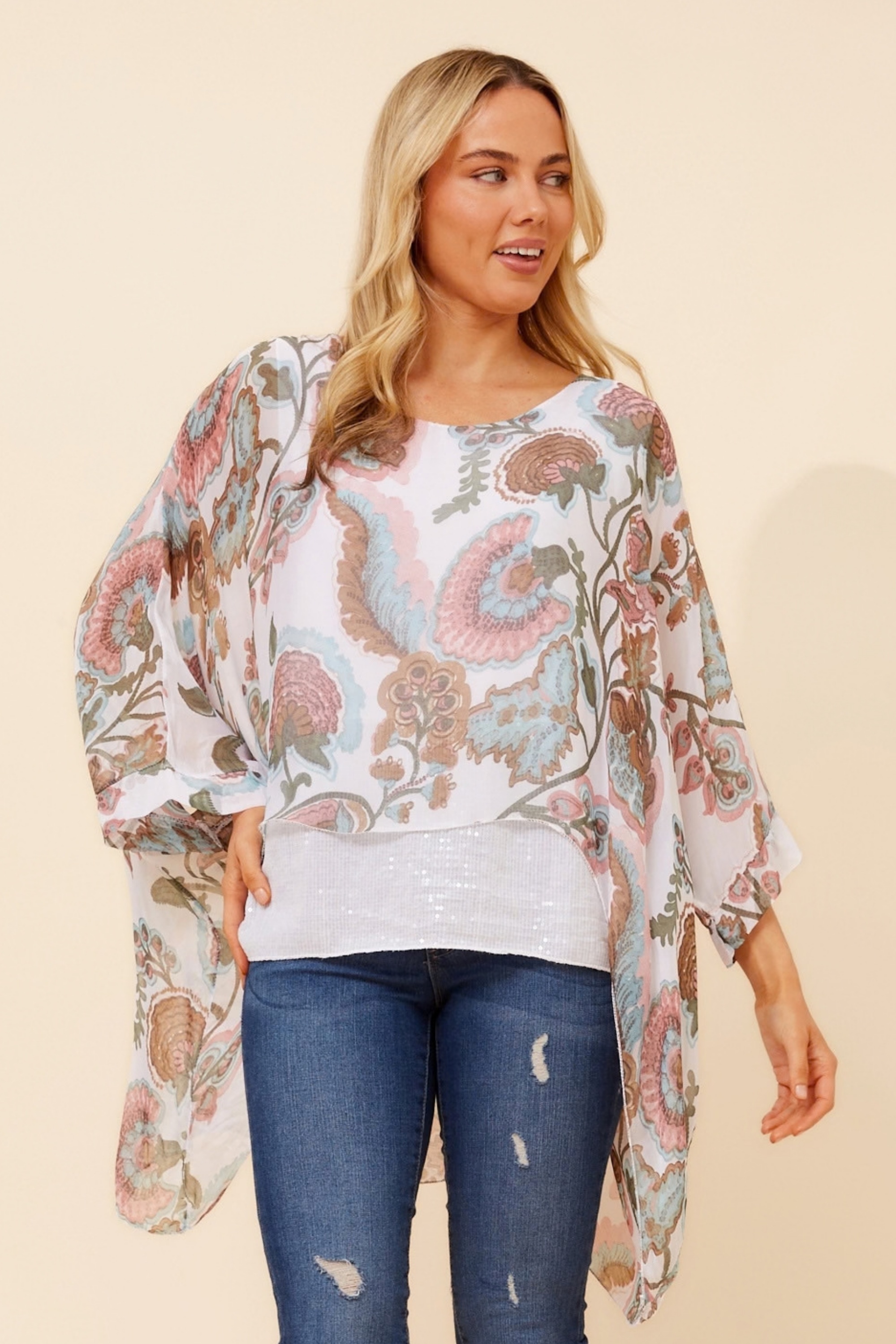 ENNA SILK BLEND DOUBLE LAYERED TOP