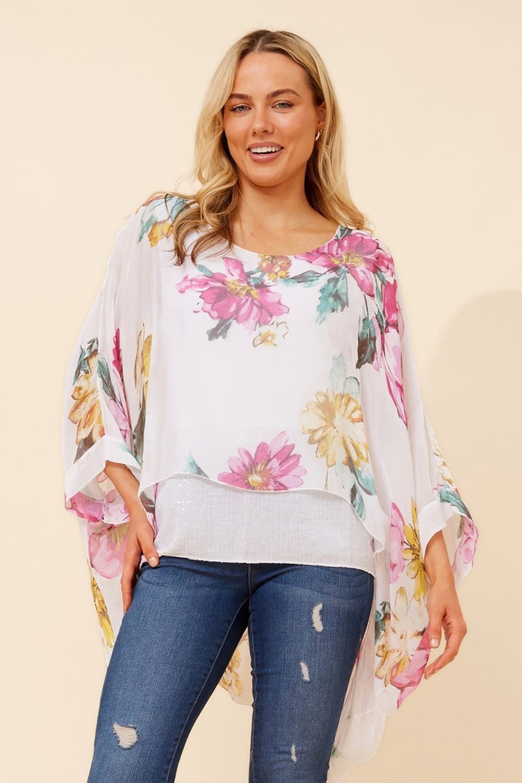 ENNA SILK BLEND DOUBLE LAYERED TOP