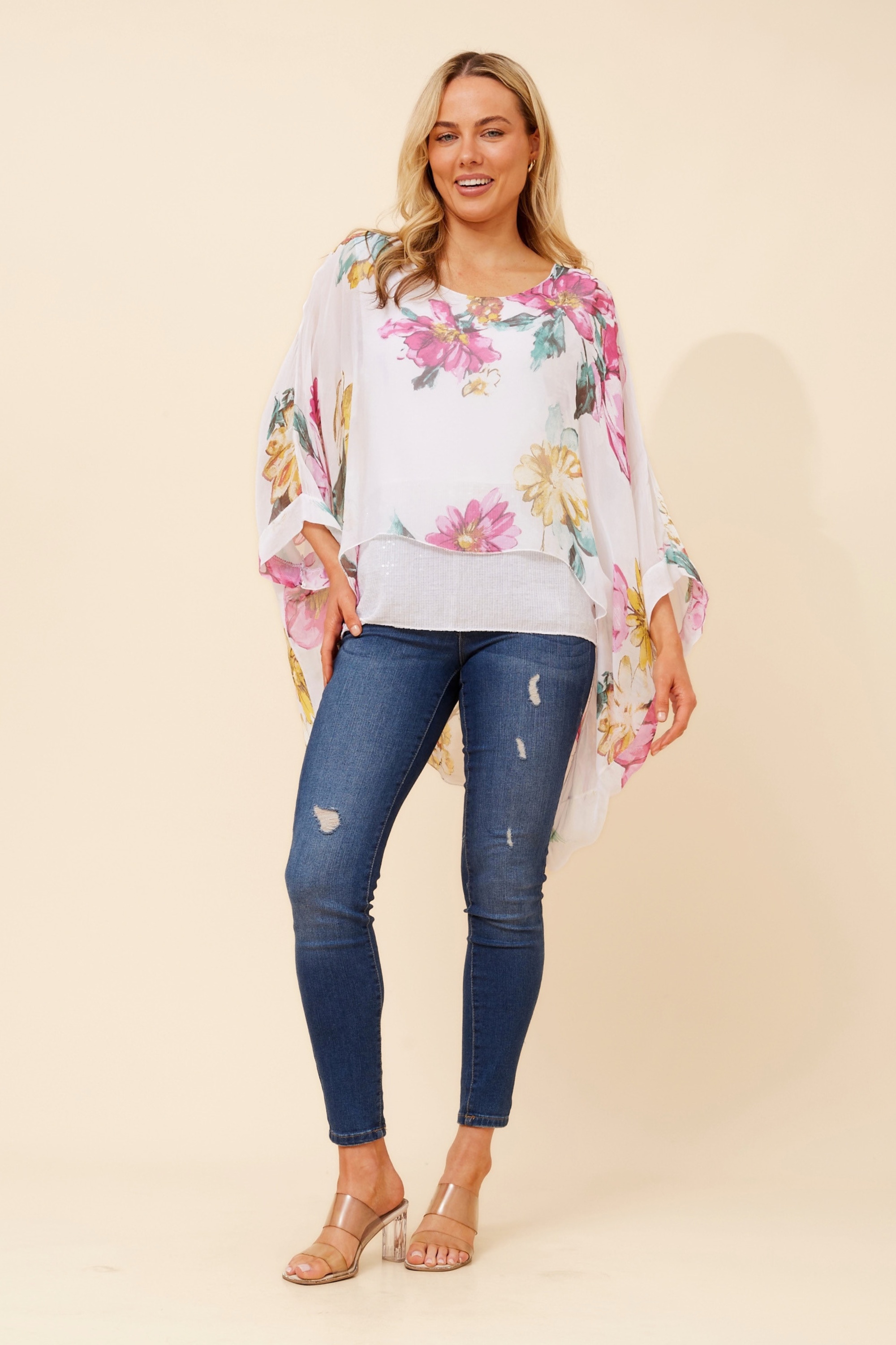 ENNA SILK BLEND DOUBLE LAYERED TOP