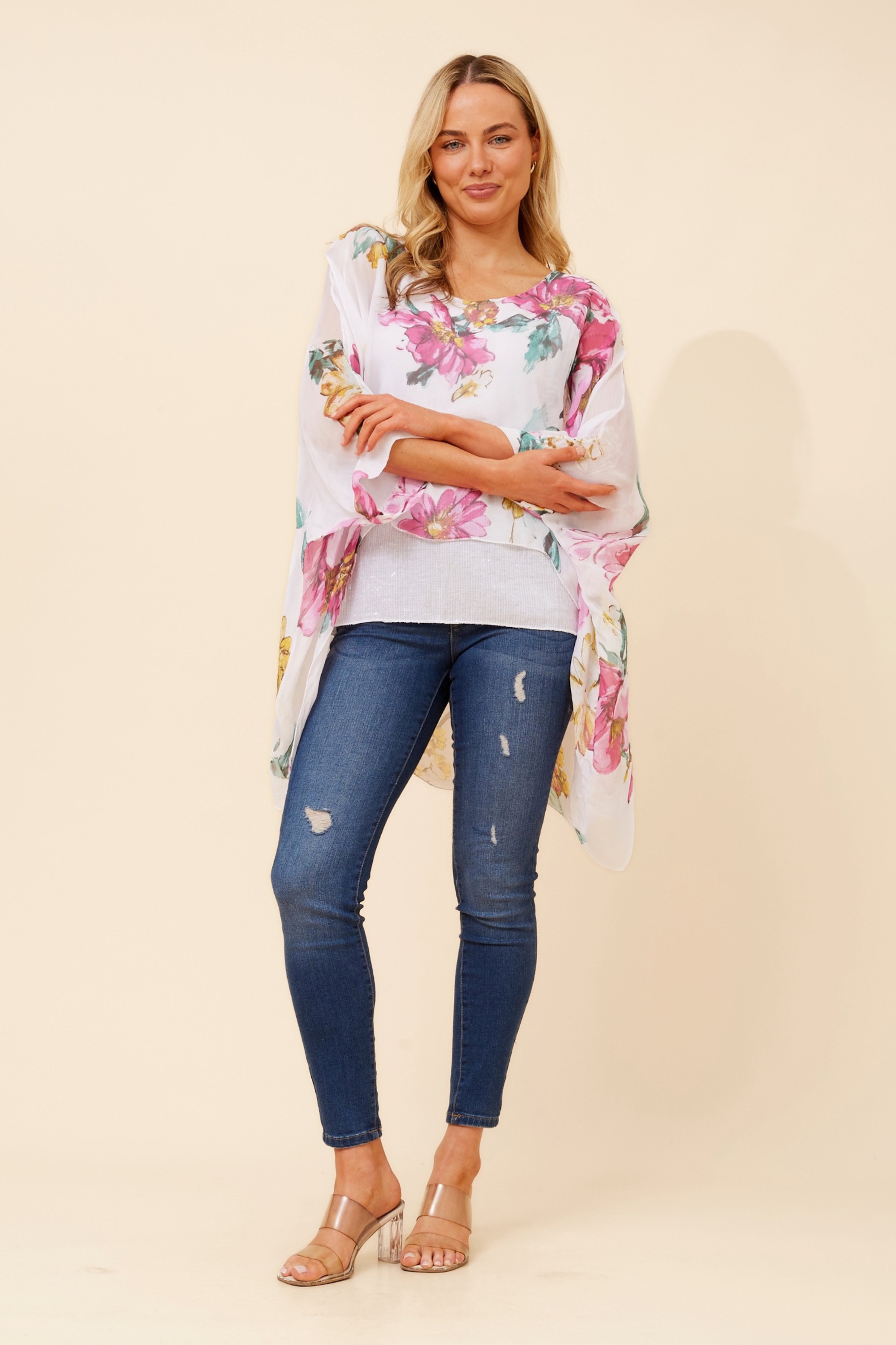ENNA SILK BLEND DOUBLE LAYERED TOP