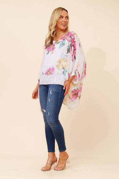 ENNA SILK BLEND DOUBLE LAYERED TOP