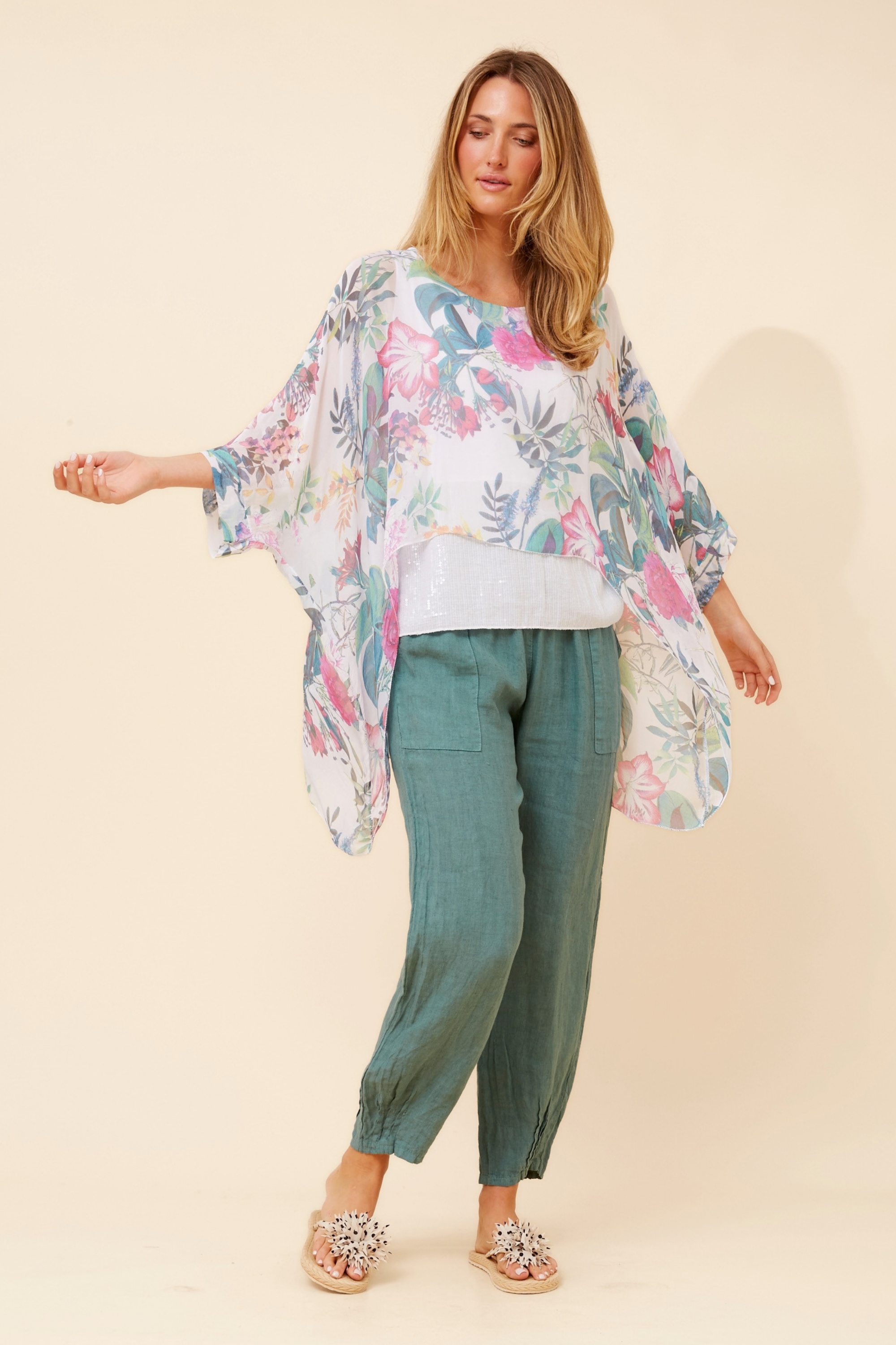 ENNA SILK BLEND DOUBLE LAYERED TOP