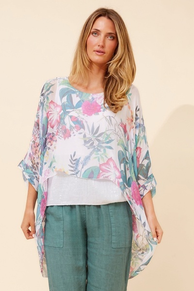 ENNA SILK BLEND DOUBLE LAYERED TOP