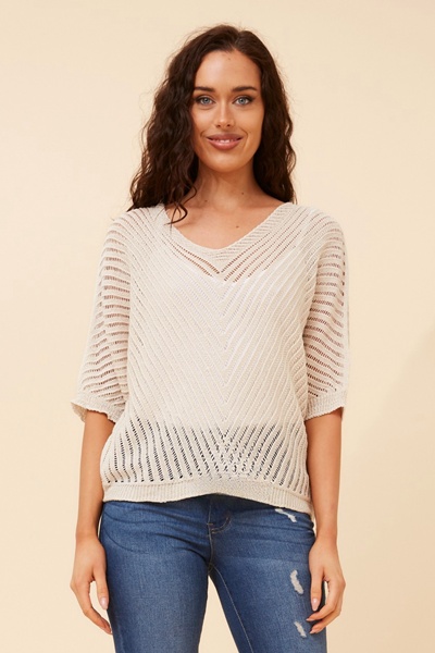 ENNIO CROCHET KNIT PULLOVER
