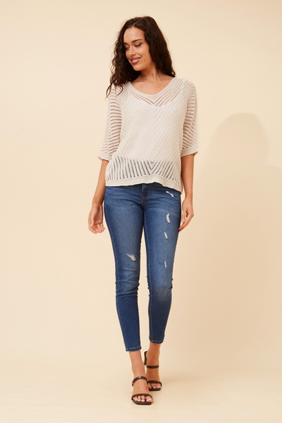 ENNIO CROCHET KNIT PULLOVER