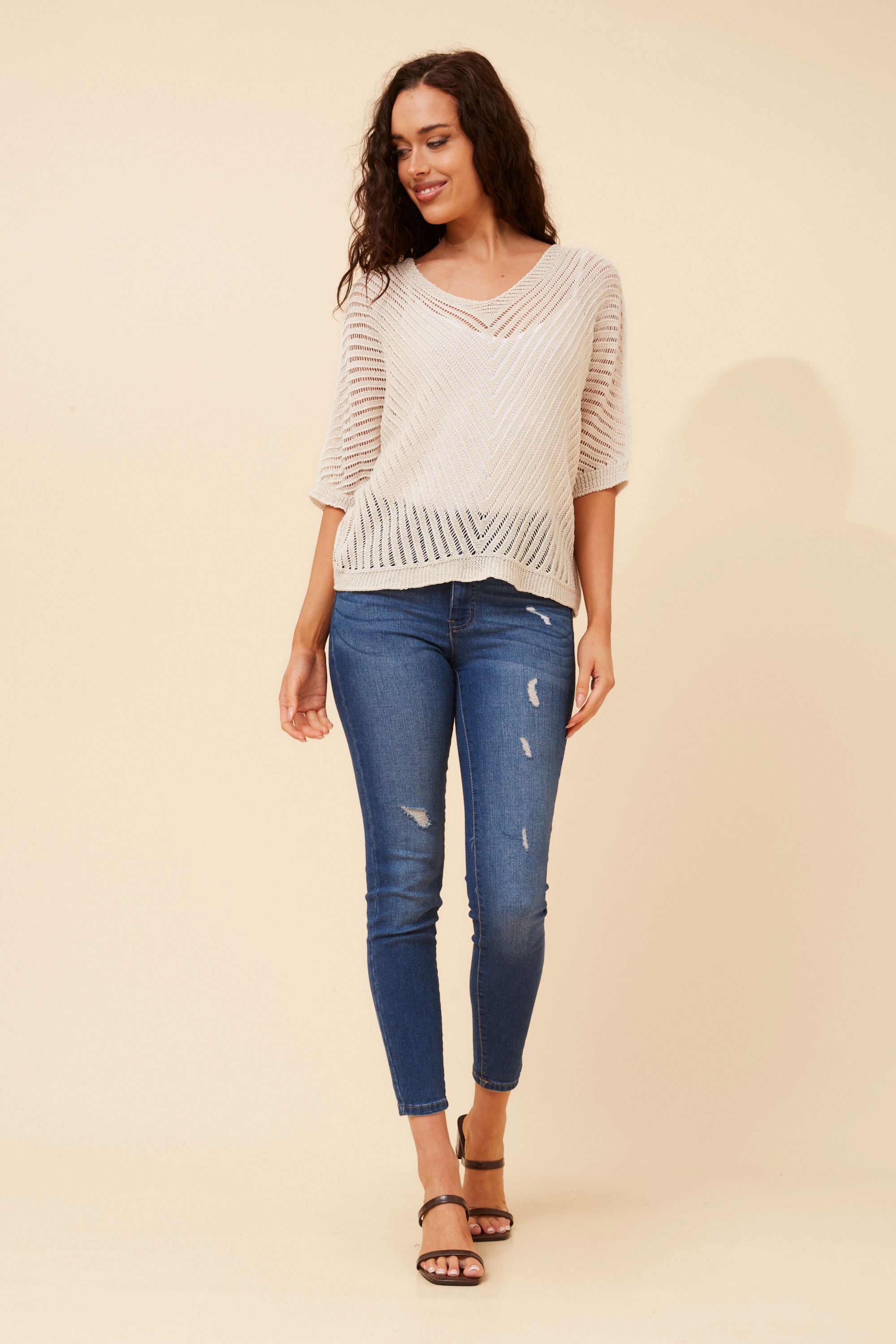 ENNIO CROCHET KNIT PULLOVER